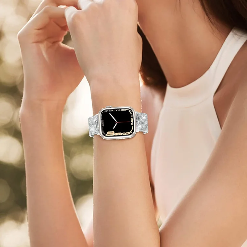 Cinturino in Nylon per cinturino Apple Watch 44mm 40mm 45mm 41mm 49mm 42mm bracciale regolabile da donna iWatch Series 9 Ultra 8 SE 7 6 5 4