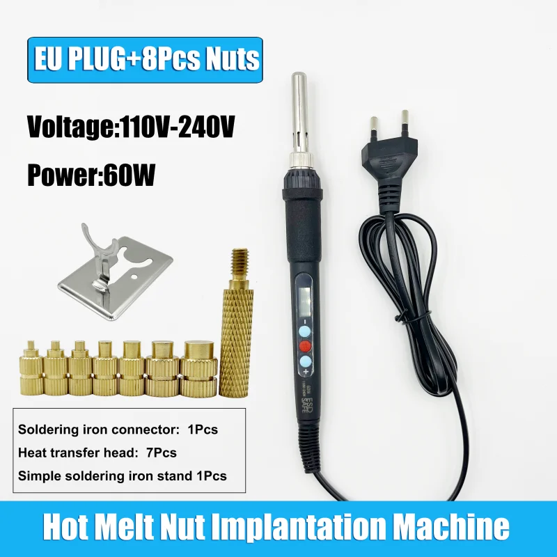 Messing-Wärme-Set-Einsatzmutter, elektrischer Lötkolben, 60 W, LCD-Digitalanzeige, einstellbare Temperatur, 220 V/110 V, 3D-Drucker, Kupfermutter – Detail 21