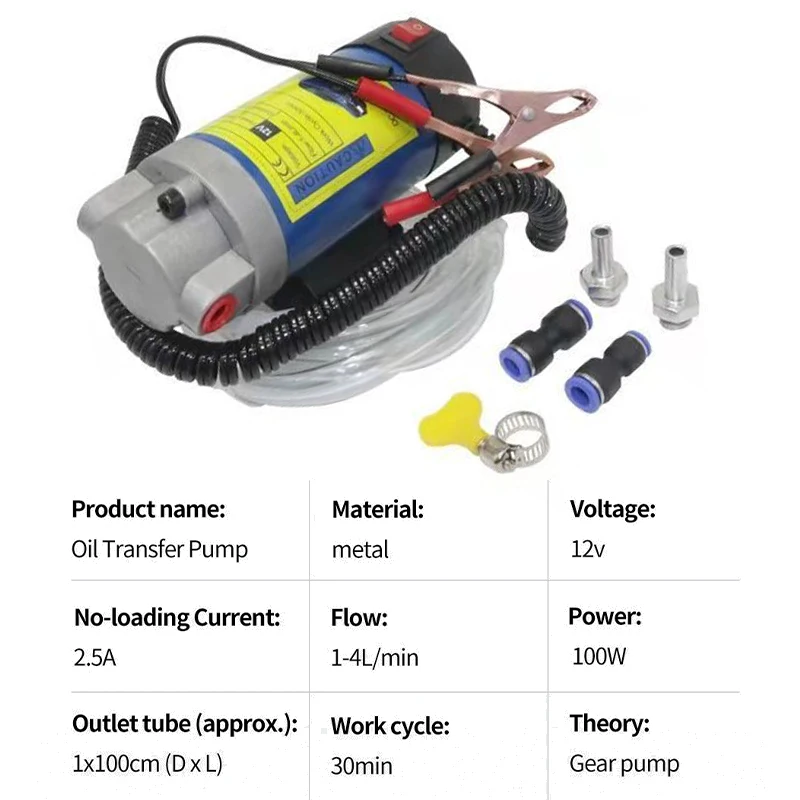 12V Electric Scavenge Suction Transfer Change Pump Oil Transfer Pump 1-4L/min Motor Oil Diesel Extractor Pump For Car