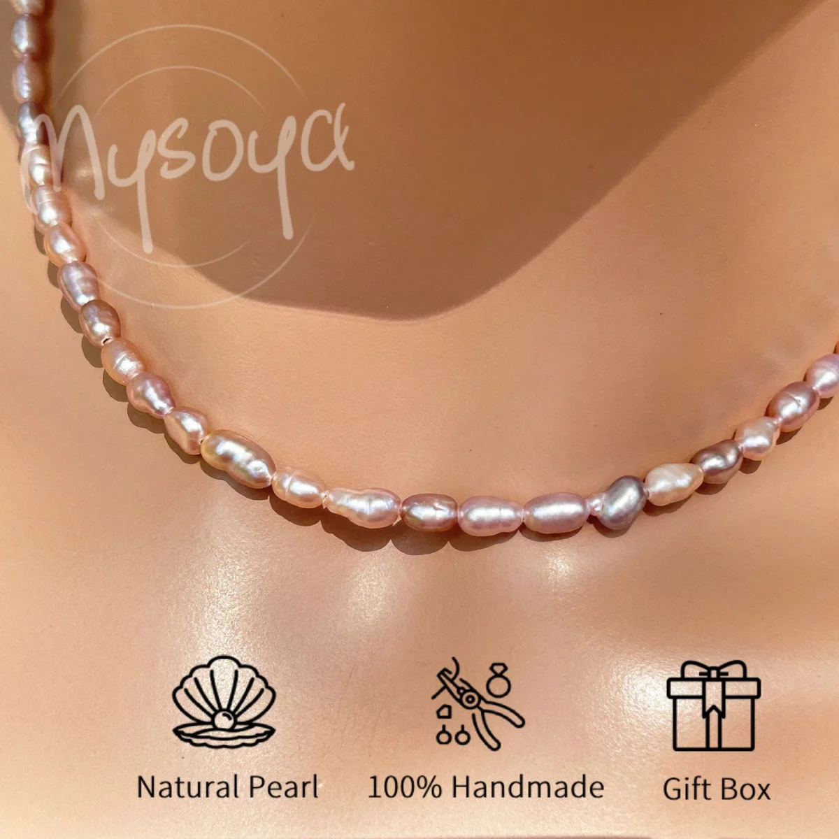 

Ожерелье MYSOYA Miniature AAA+ из барочного жемчуга Южных морей 3-5 мм с подарочной коробкой, унисекс-украшение, для него/для нее