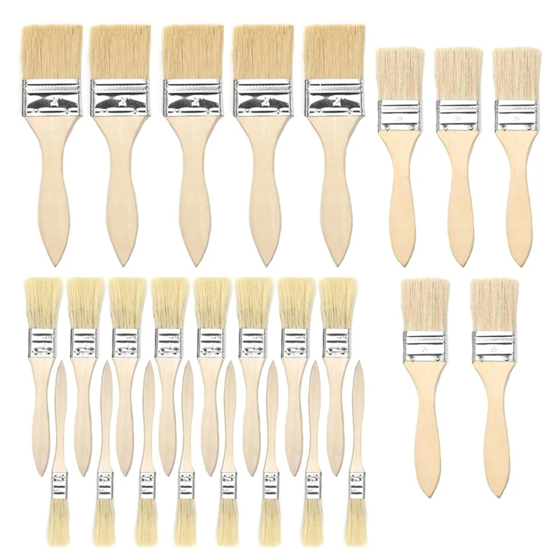 Flat Brush Set,Brush Set With 26 Pieces,12/25/38/50 Mm Width, Painting Brush Set With Wooden Handle,Brush Set For Paints-ABSW