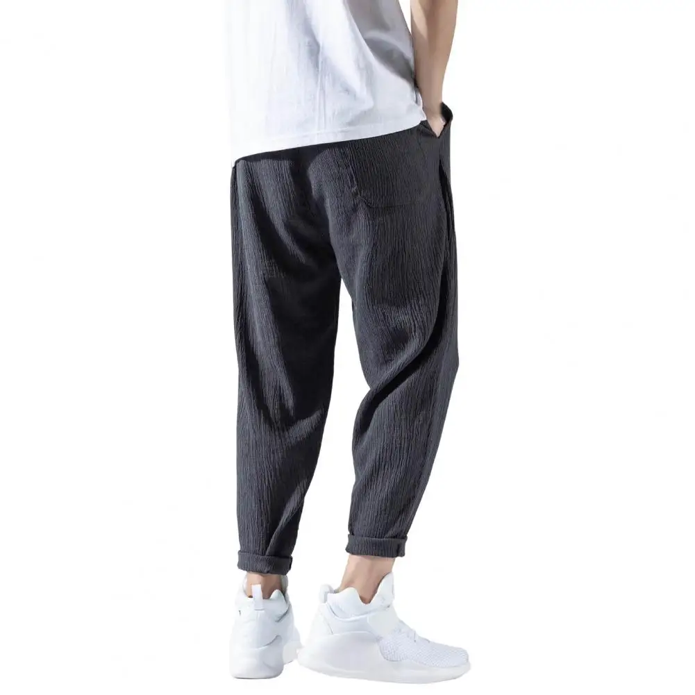 Japanese adt hommes coton lin pantalon homme été nouveau respirant solide document lin fjFitness Streetwear grande taille M-3XL