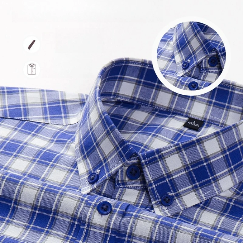 Durable 100% Cotton Plaid Long Sleeve Casual Shirts - Multiple Colors & Sizes (S-4XL) Fashion Trend Men's Wear Outdoor
