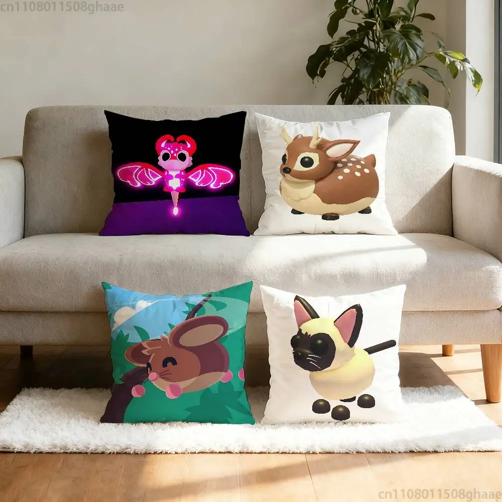 A-Adopts Me Game Custom Pillow Case Square Double-Sided Printing Short Plush Sofa Cushion Cover Bedroom Bedside Pillow