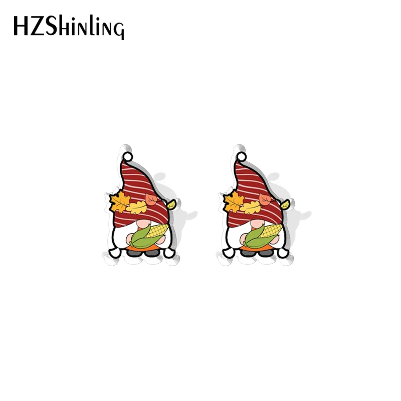 2023 Cartoon Dwarf Autumn Gnome Acrylic Stud Earrings Resin Epoxy Ear Fashion Jewelry Earrings for Women Girls