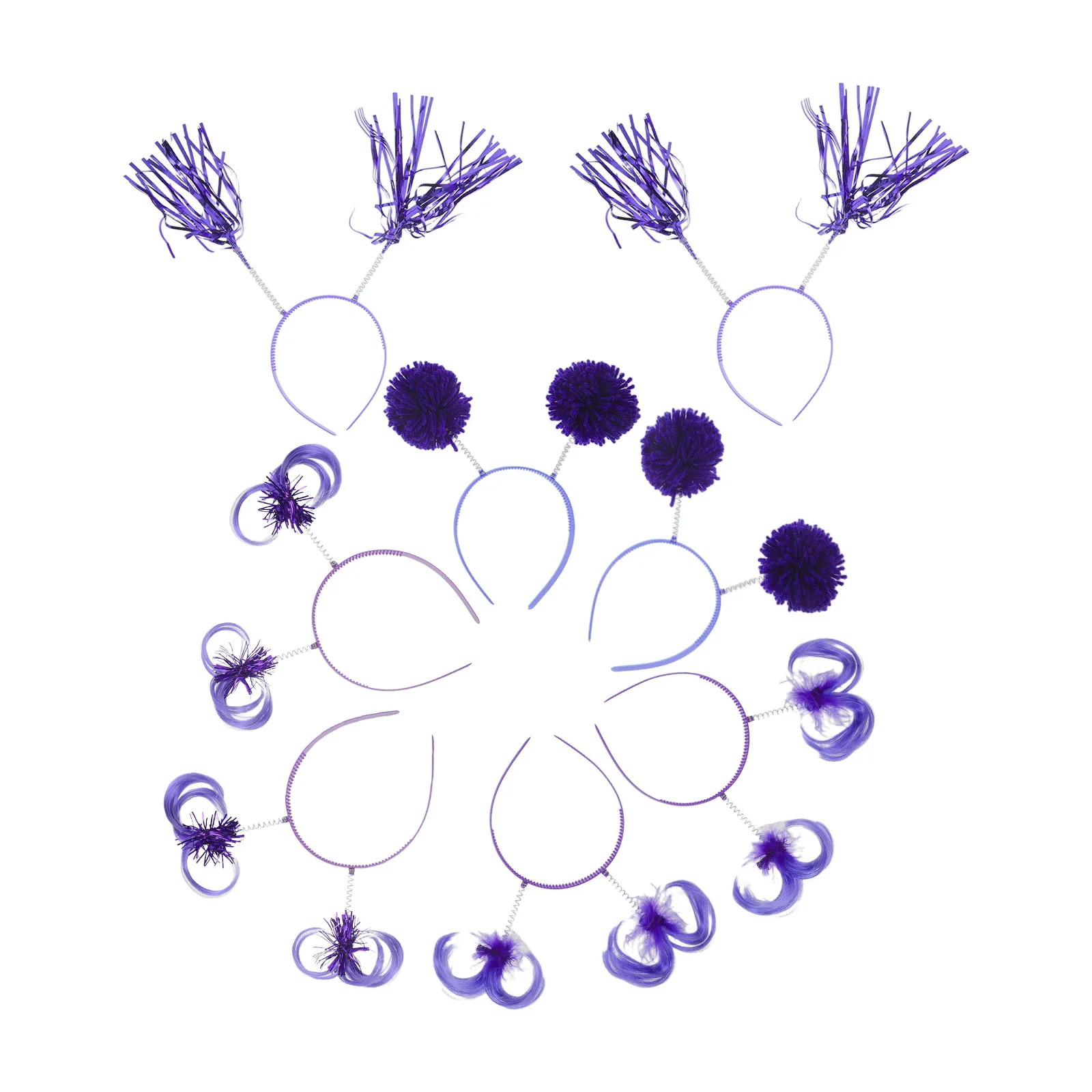 

8Pcs Party Headwear Pom Pom Ponytails Headband Springy Antenna Hairband Photo Booth Head Bopper Birthday Graduation Carnival