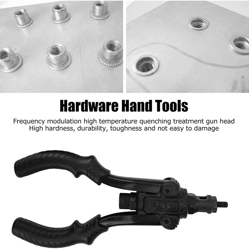 AT14 Black Double Handle Nut Kit Rivet Rivet Grab Aluminum Alloy Household Manual Nailing Tool