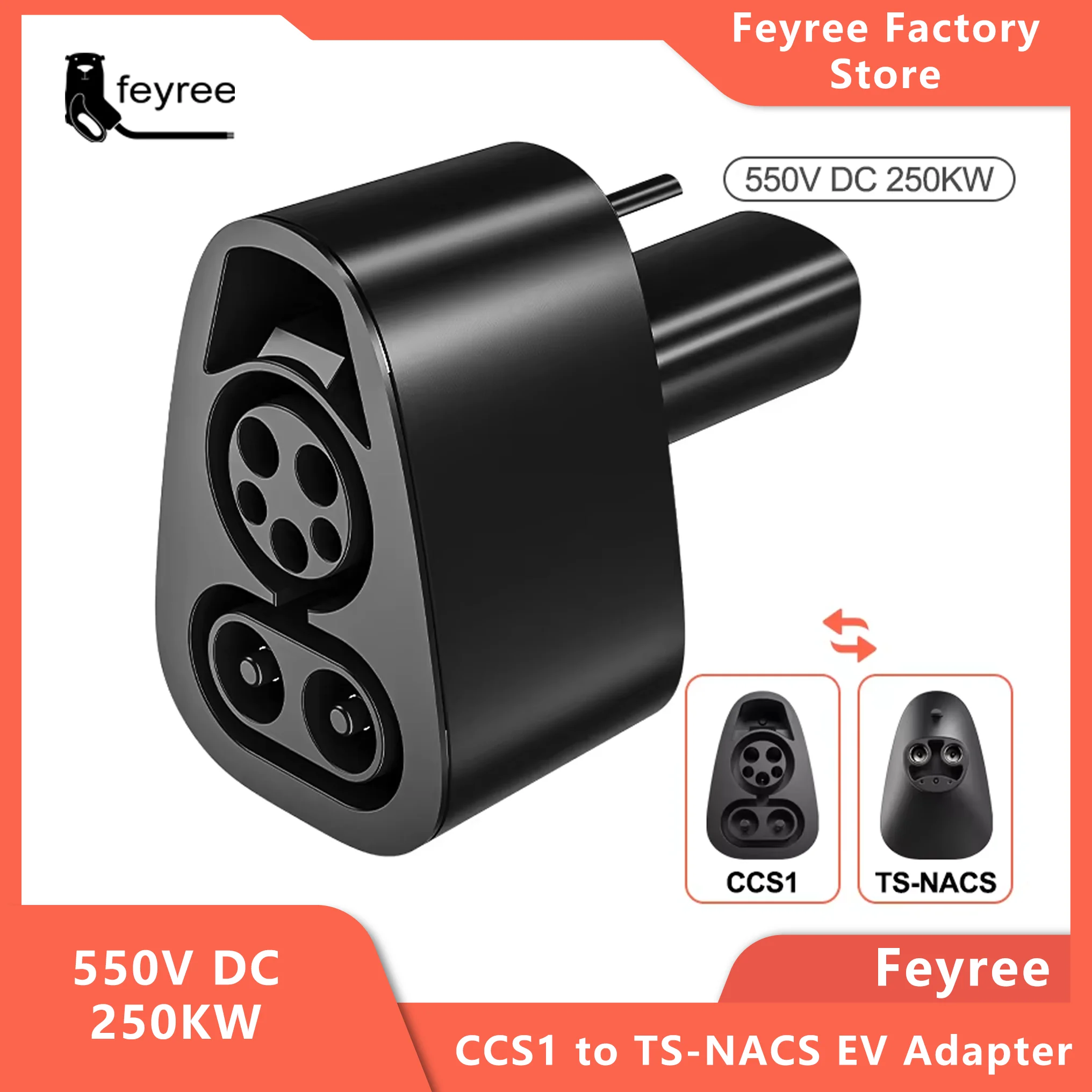 feyree CCS1 to TS-NACS Adapter for Tesla Model 3,Y, S and X - NACS Owners Only - Fast Charge NACS with CCS1 Chargers CCS1 Combo