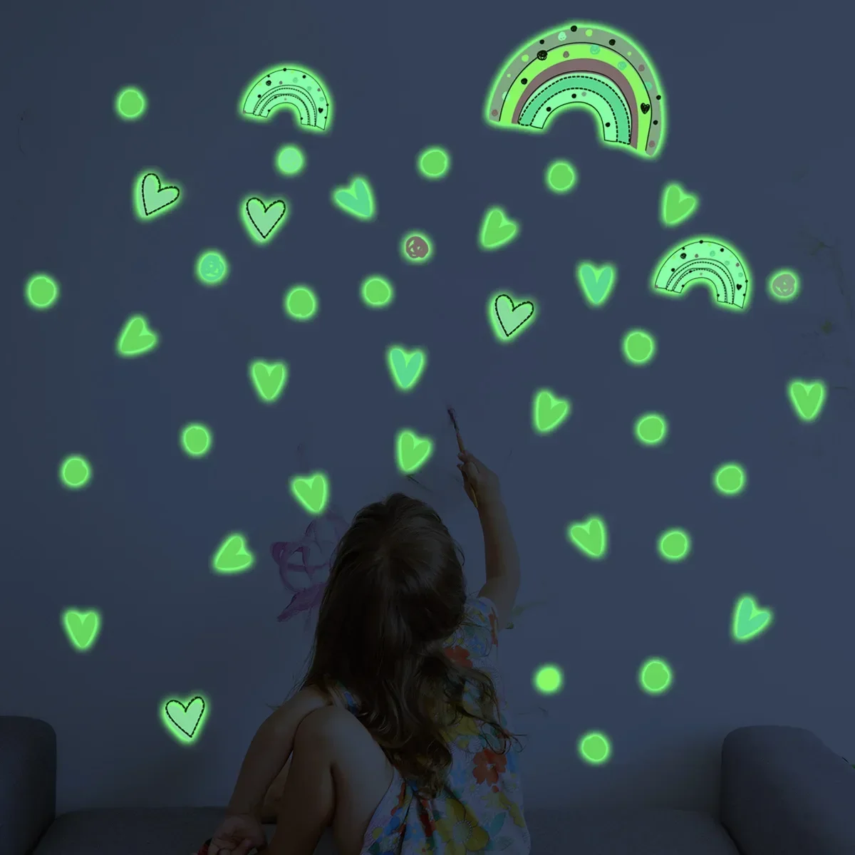 

Luminous Love Rainbow Wall Sticker Room Children's Room Bedroom Self-adhesive Luminous Decorative Wall Sticker