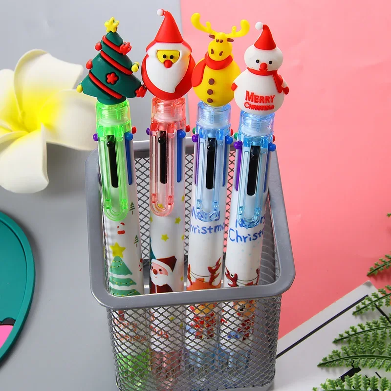 24pcs 6-color Ballpoint Pen Christmas Gift Student Children Prize Color Graffiti Hand Account Pen Office Stationery Oil Pen