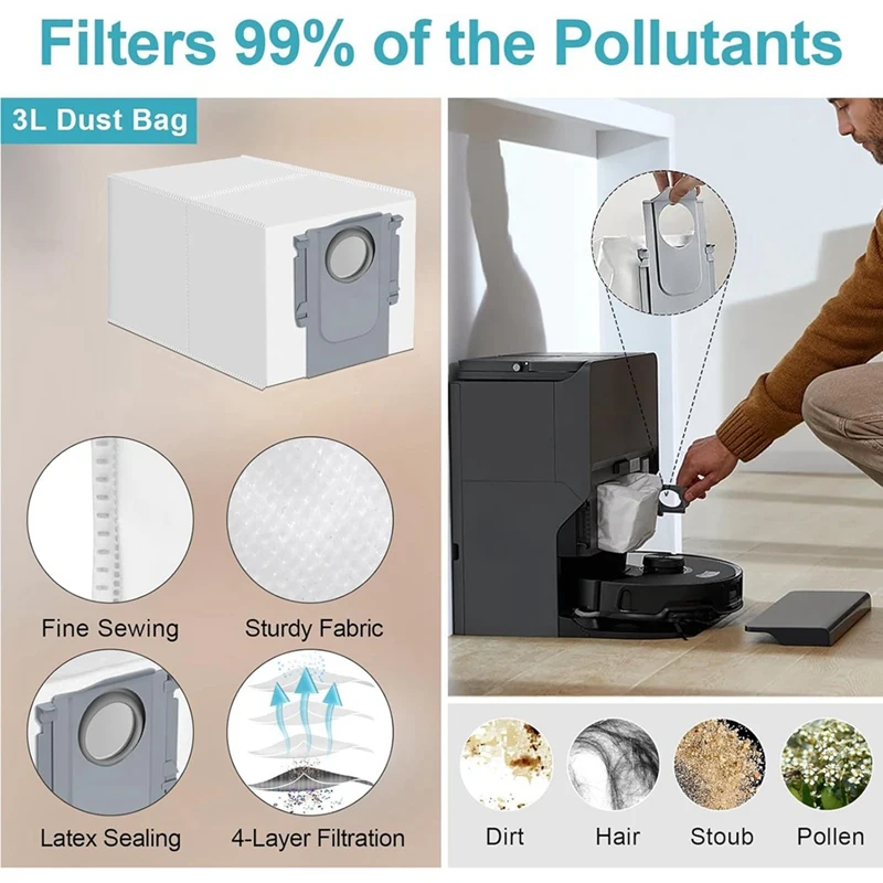 

vacuum cleaner parts For S8 Maxv Ultra Replacement Parts Main Side Brush Hepa Filter Mop Cloth Dust Bags Accessories