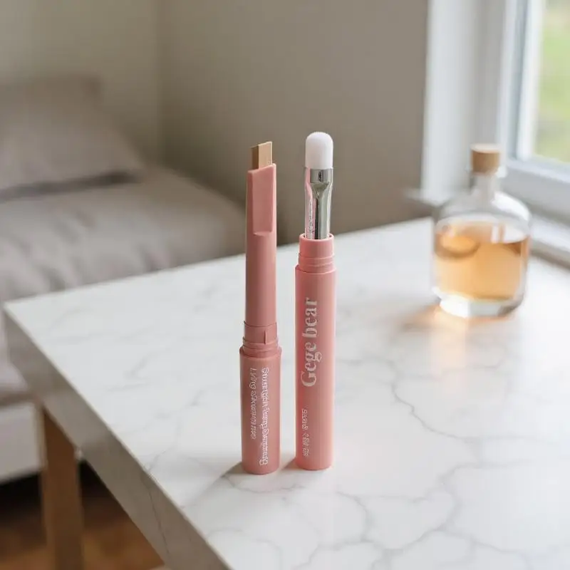 게게 베어 2 in 1 바이컬러 리딩 펜슬 삼각형 헤드 하이라이터 언더 아이 펜슬 아이섀도우 브라이트닝 방수 메이크업 도구
