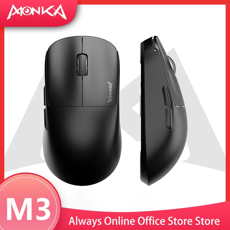 MONKA M3  three mode wireless gaming mouse PAW3395 26000DPI 53g lightweight high performance long battery life  esports mouse