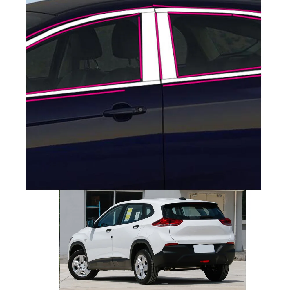 Car Styling Sticker Garnish Pillar Window Middle Strip Trim Frame Hoods Parts For Chevrolet TRACKER TRAX ltz 2019 2020 2021