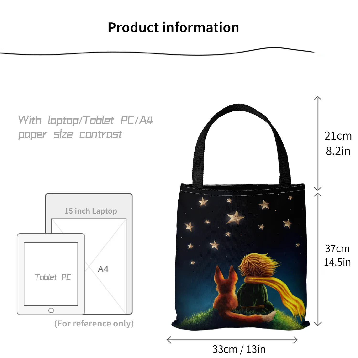 Canvas Bag The Little Prince Series Print Canvas Bag Lightweight Shoulder Bag Versatile Shopping Bag Holder Handbag