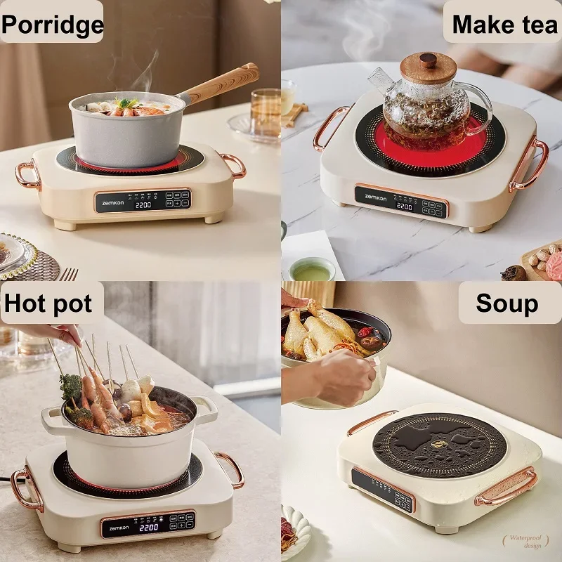2200W High-power  Electric Ceramic Stove Smart Multi-function Stir-fry/Hot Pot Induction Cooker Home Timed Electric Tea Stove