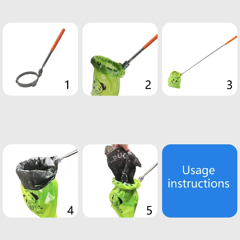 Scalable Excrement Collector Long Handle Dog Cat Pet Poop Scoop Dirt Clean Friendly Grabber  Portable Pet poop Picker