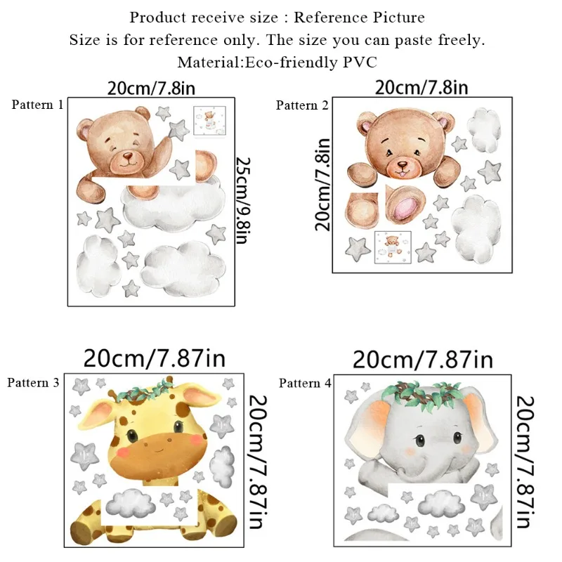 Cute Giraffe Bear Elephant Star Switch Sticker Kid Baby Bedroom Decoration Self-adhesive Home Decor Wallpaper Child Wall Decals image 2