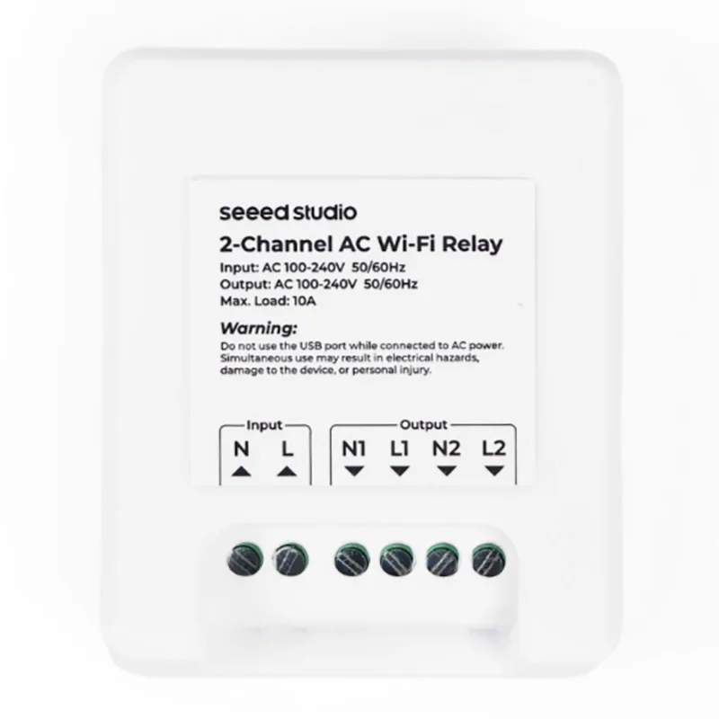 รีเลย์ esphome, Home Assistant, รีเลย์ AC Wi-Fi 2 ช่อง, ขับเคลื่อนโดย XIAO ESP32-C3, รองรับพื้นเมือง, มิเตอร์ไฟฟ้าในตัว