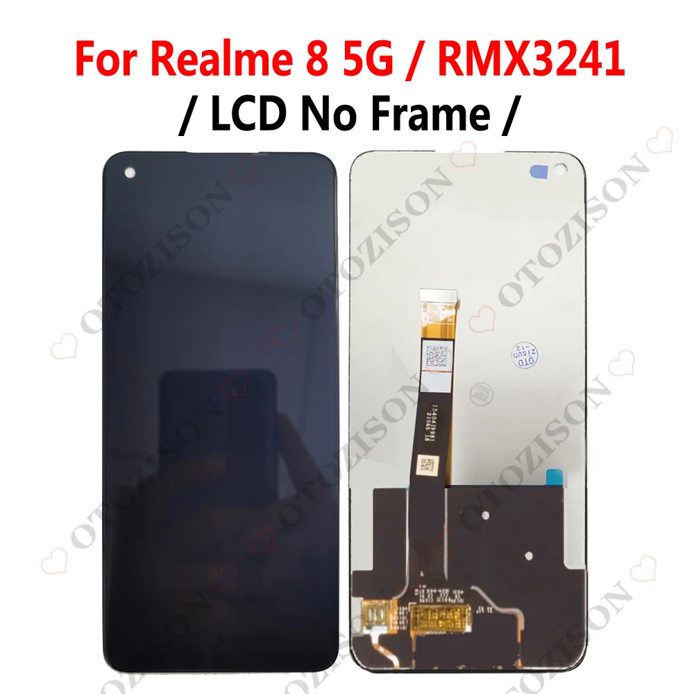 LCD With Frame For OPPO Realme 8 LCD 4G RMX3085 Display Realme8 5G RMX3241 Screen Touch Digitizer Sensor Assembly Replacement