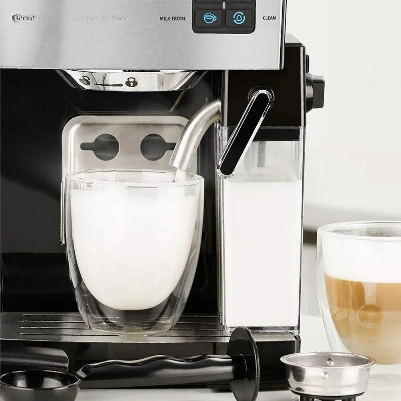 19-Bar Espresso, Cappuccino and Latte Maker 10-Piece Set - Brew Cappuccino and Latte with One Button