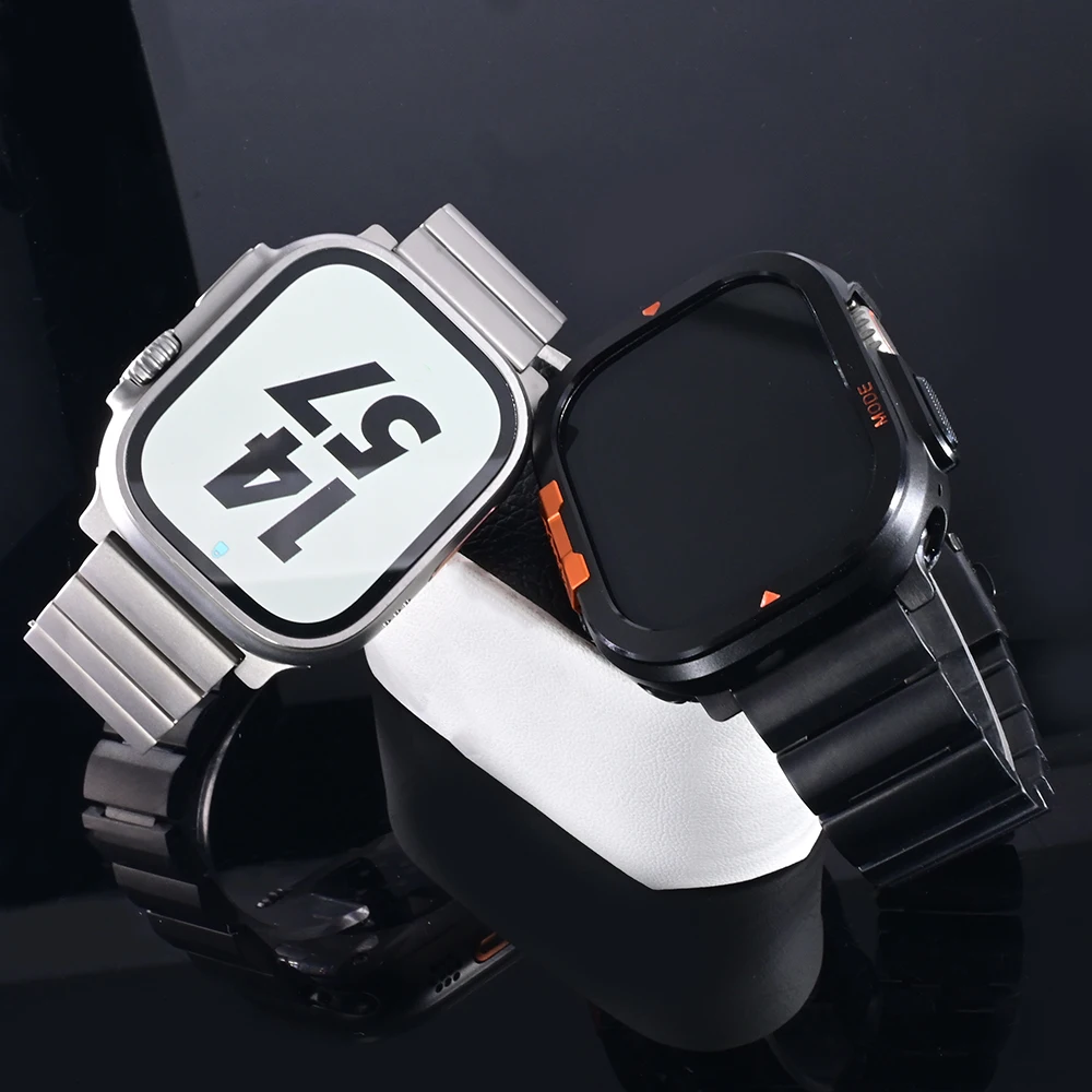 Деловой титановый металлический ремешок для Apple Watch Band Ultra 2 49 мм 10 46 мм Браслет Correa Link для iWatch9 7 8 5 6 Se 4 44 мм 45 мм