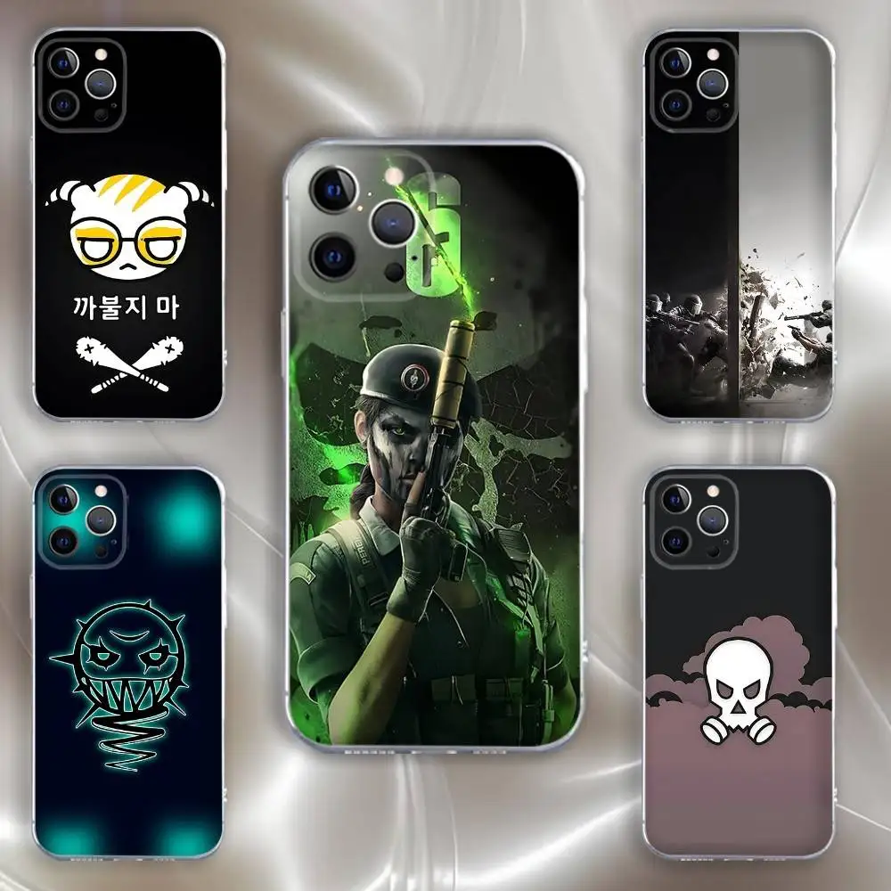 

Rainbow S-Six S-Siege Phone Case For iPhone 16,15,14,13,12,11 Pro,Max,Plus,X,XS,XR,SE,Mini Transparent Silicone Soft