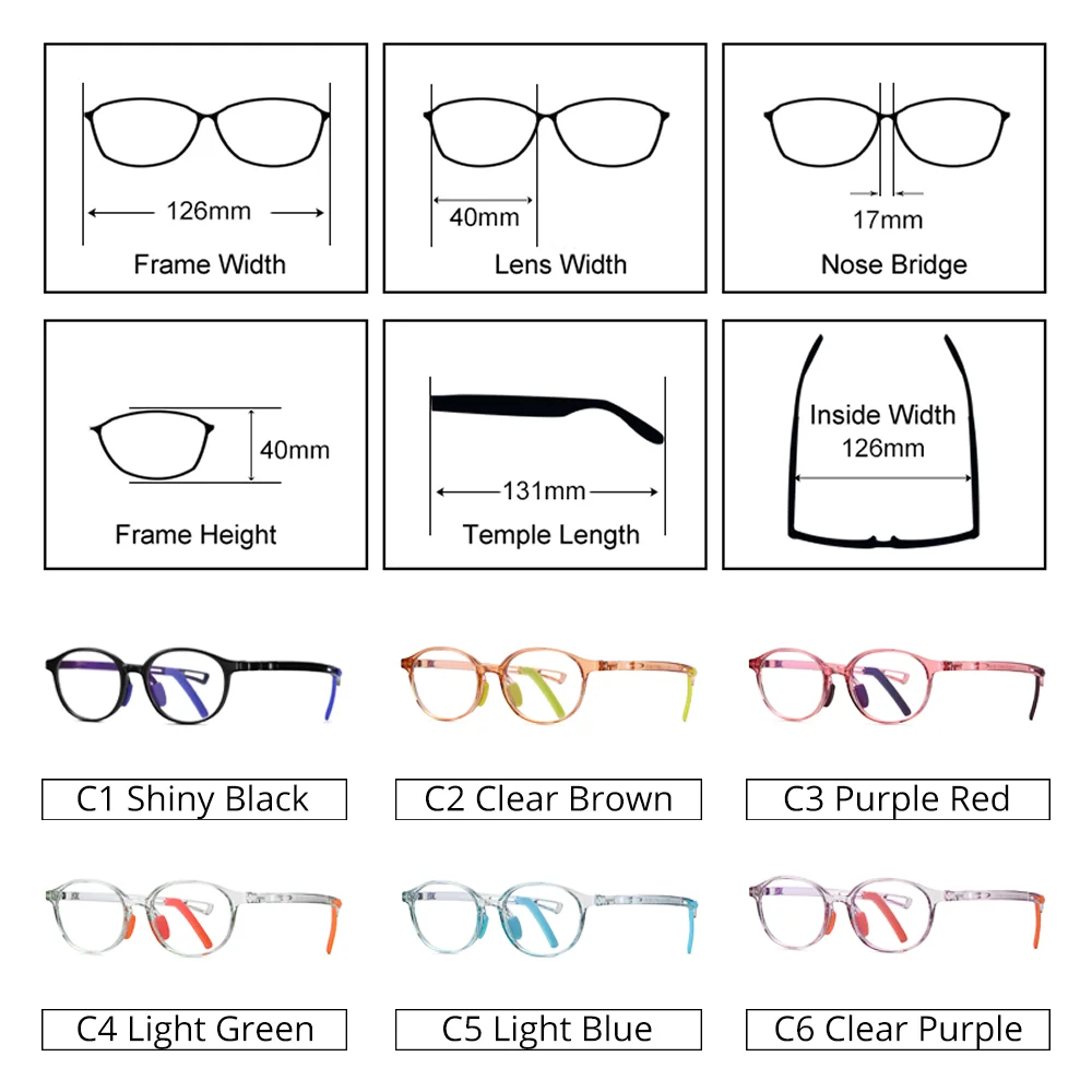 สอง Oclock คุณภาพป้องกัน Bluelight แว่นตาเด็กกรอบแว่นตาไม่มี Diopter แว่นตารอบ Optic กรอบ TR90 D5114