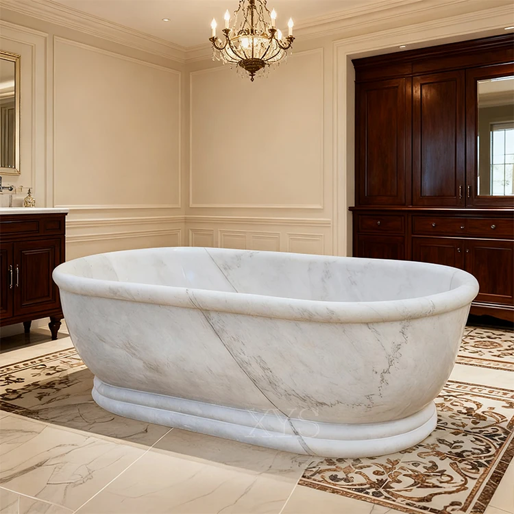 Luxury Stone Baths,Hand-Carved Natural Marble Bathtub For Indoor Use Easy To Clean With Drainage System