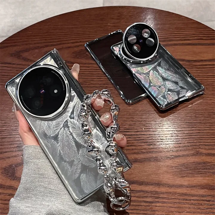 

Чехол для телефона Vivo X Fold5, женский держатель для объектива, браслет с перьями, шарнирный чехол, пленка, складной экран, защитный чехол