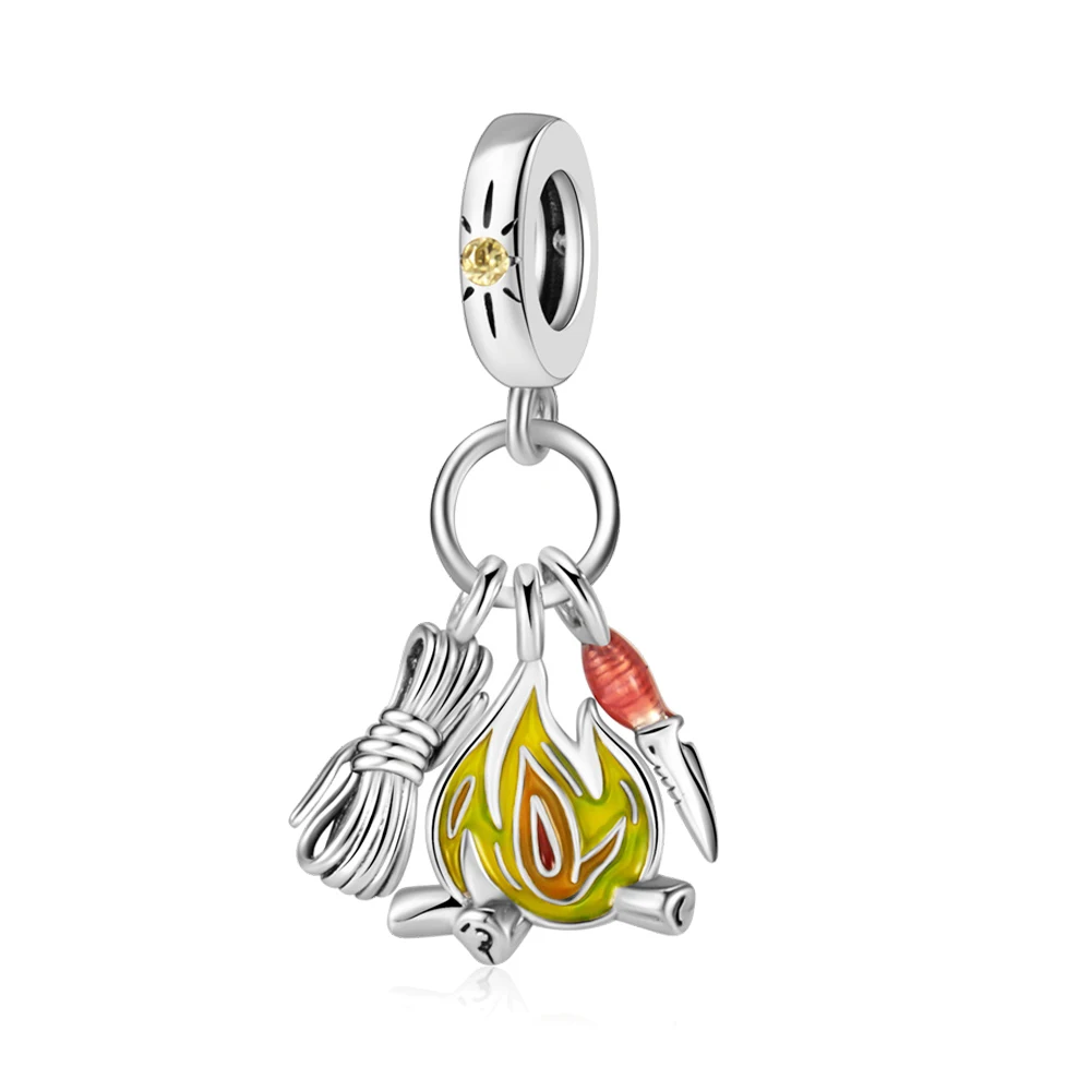 Pan Charms Original Rope, Bonfire & Knife Dangle Charm Bracelet Pendant Jewelry