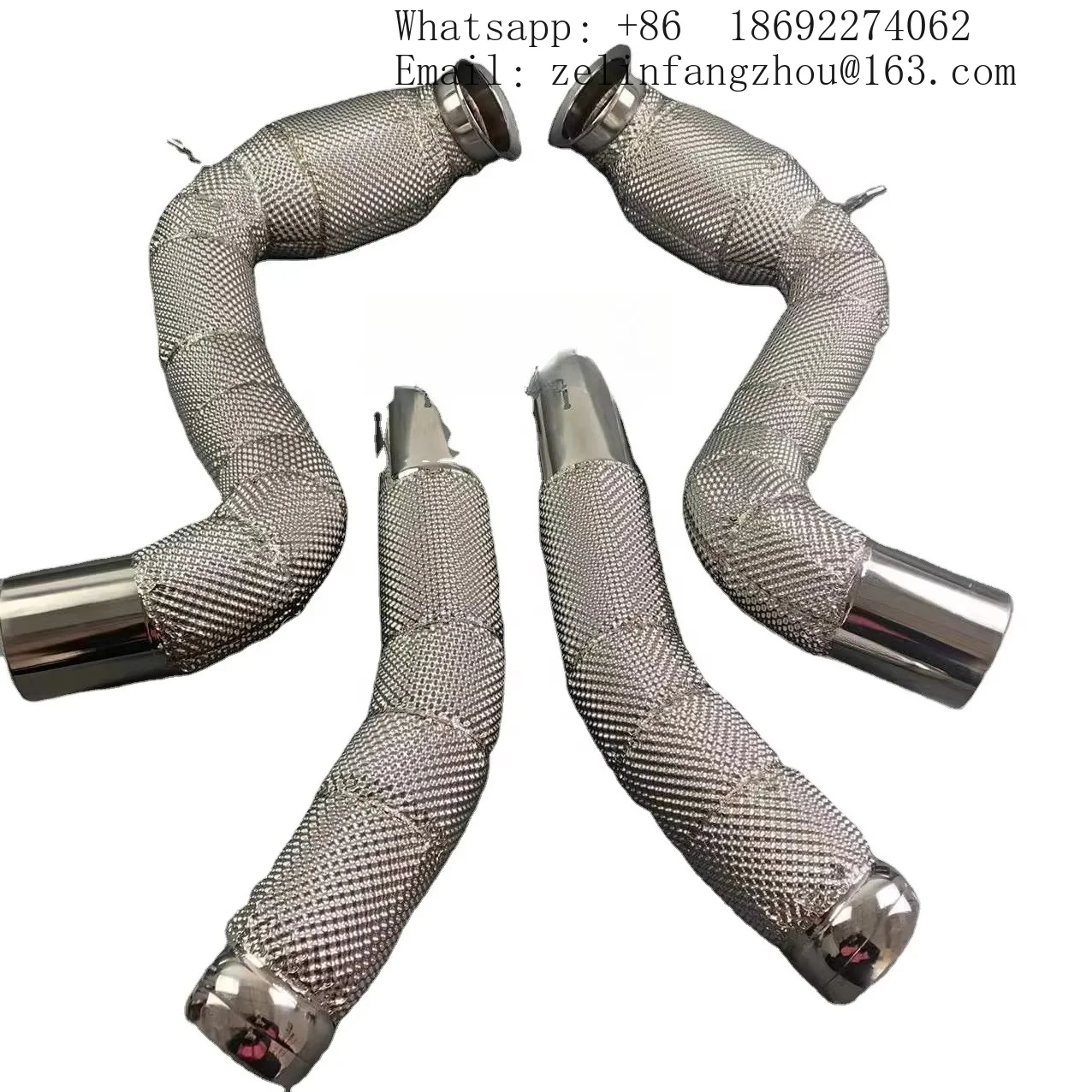 SS304 Catted Downpipe Kit Heat Shield for Mercedes C63 C63S AMG W205 M177 4.0L V8 2015-2020 Performance Upgrade