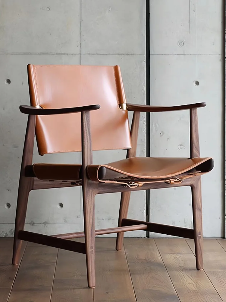 Denmark Imported Carl Hansen&Søn, Saddle Leather Dining Chair, Light Luxury Backrest Chair, Master Design, Living Room Chair