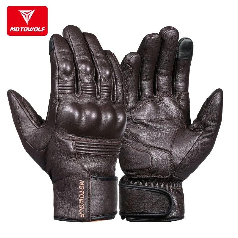 MOTOWOLF Motorcycle Gloves Men's Winter Dermis Windproof  Motorcycle Riding Fall Proof Waterproof Warm Locomotive Rider Gear