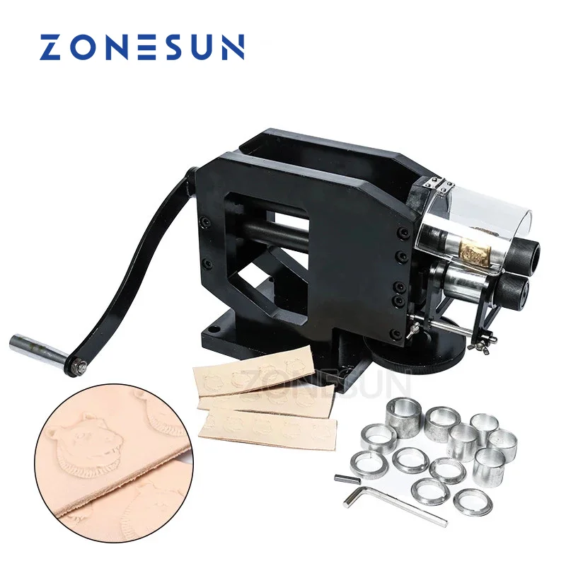 ZONESUN Leather Stamping Machine Cold Pressing Machine Embossing Repeating Pattern For Leather Belt Guitar Straps Logo Embosser