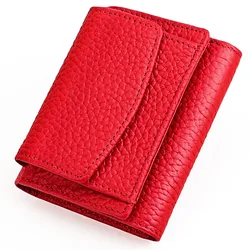 2026 New RFID Short Women Wallets Genuine Cow Leather Card Holder Brand Female Purse Coin Pocket Small Wallet For Girls