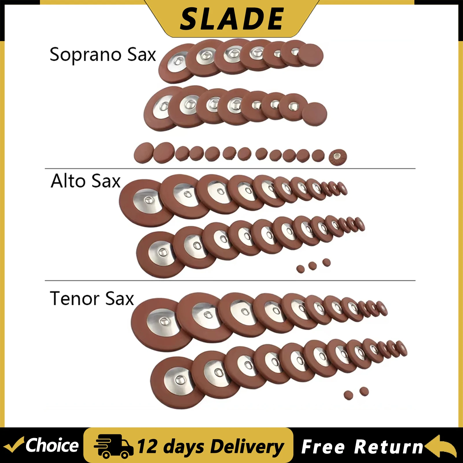 SLADE Saxophon-Tastenauflagen für Alt/Tenor/Sopran Saxophon, Leder-Pads für Holzblasinstrumente, Saxofon-Teile & Zubehör
