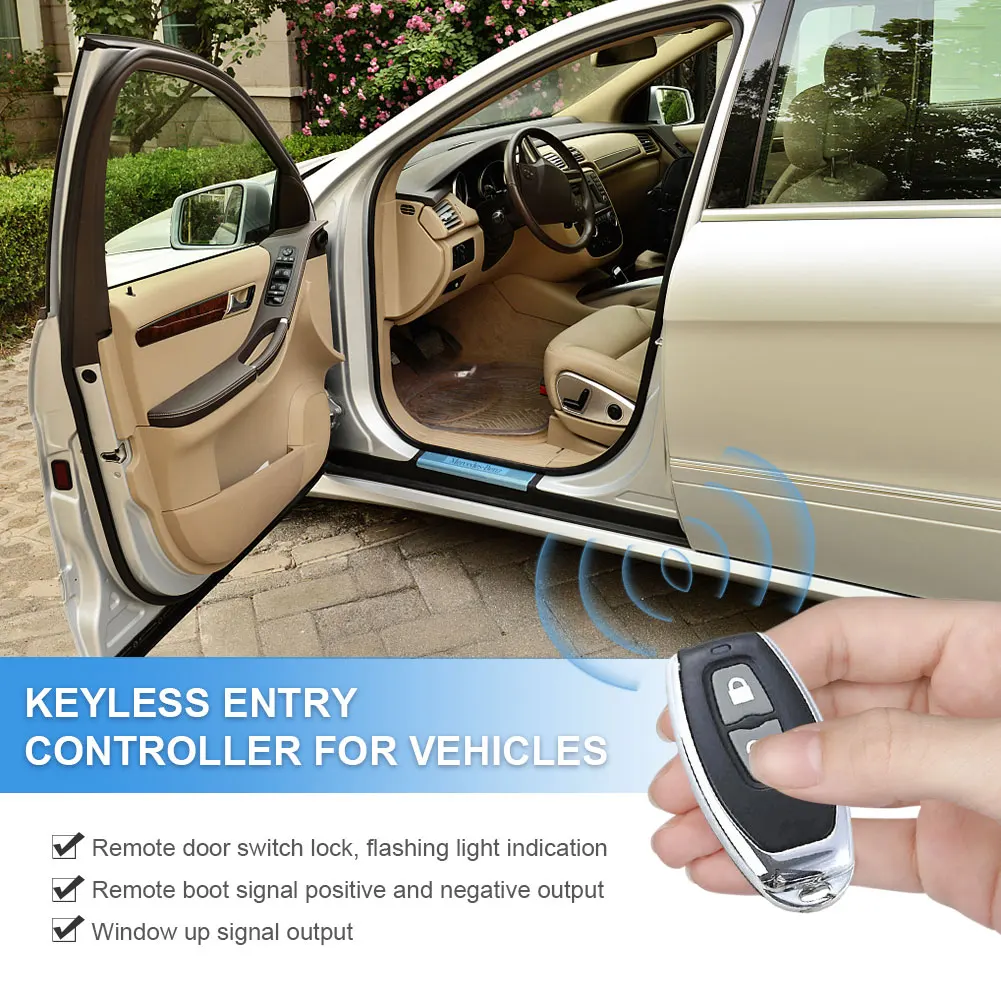 

12V Auto Locking Security Keyless Entry Kit 2 Button Remote Control Car Central Locking System Remote Trunk Release Universal