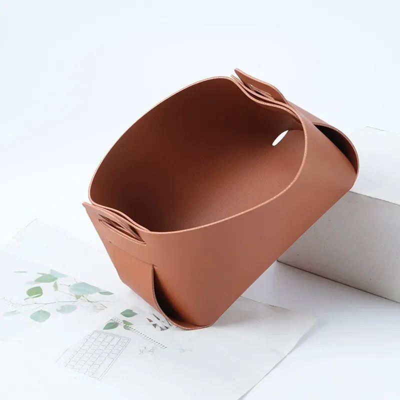 

Desktop Large Storage Box Leather Key Plate Home Decoration Dice Plate Key Wallet Coin PU leather folding Storage Box wholesale