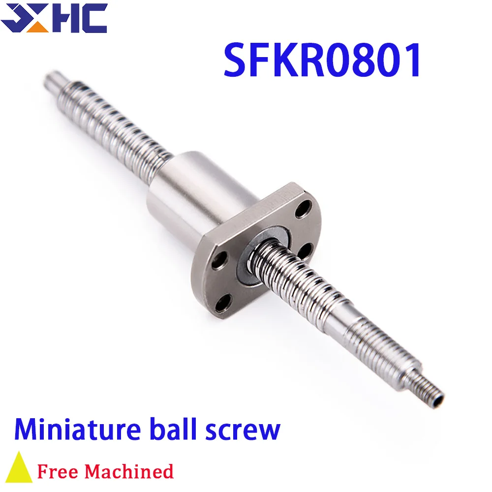 Free Machined SFK0801Miniature Ball Screw SFK0801 60 80 100 120 150 180mm C7 Ball screw With Single Ball Nut For CNC Parts