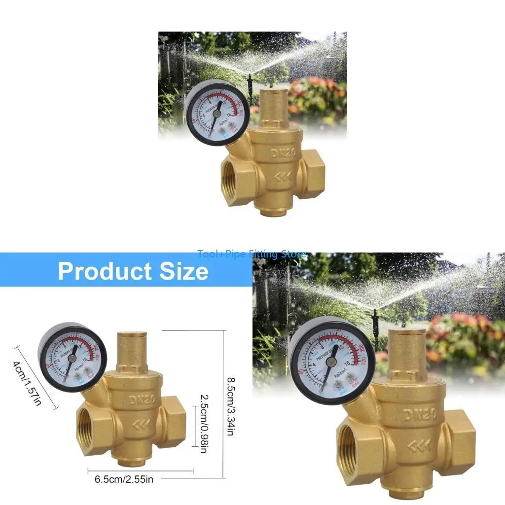 F92B Efficient Brass Water Pressure Regulator Adjustable 1/2 Inch Pressure Regulator