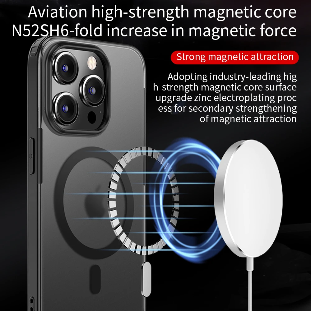 حافظة شحن لاسلكية مغناطيسية من Magsafe ، حافظة لهاتف آيفون 15 برو ماكس و 15 Plus ، غطاء درع متين
