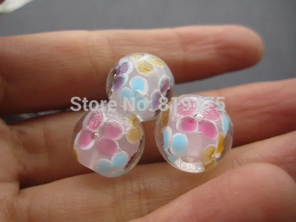 10Pcs 12mm14mm Handmade Lampwork Glass beads Flower Beads Solid Pink color jewelry make Bracelet Necklace Wholesale and Retail