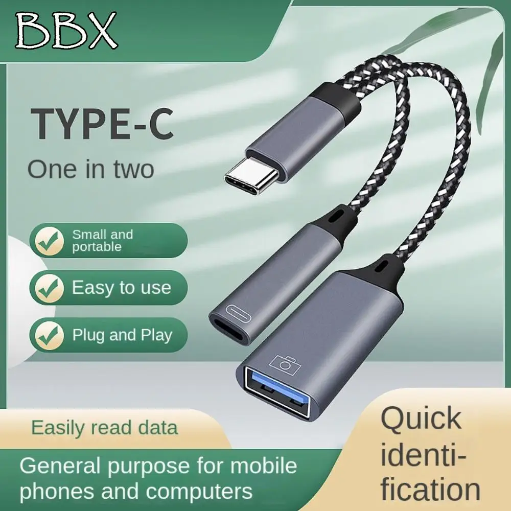 

Type C 2 in 1 Type-C To USB a Adapter USB 3.0 Y Splitter USB C OTG Cable Phone Adapter Converter Splitter Data Charging Cable