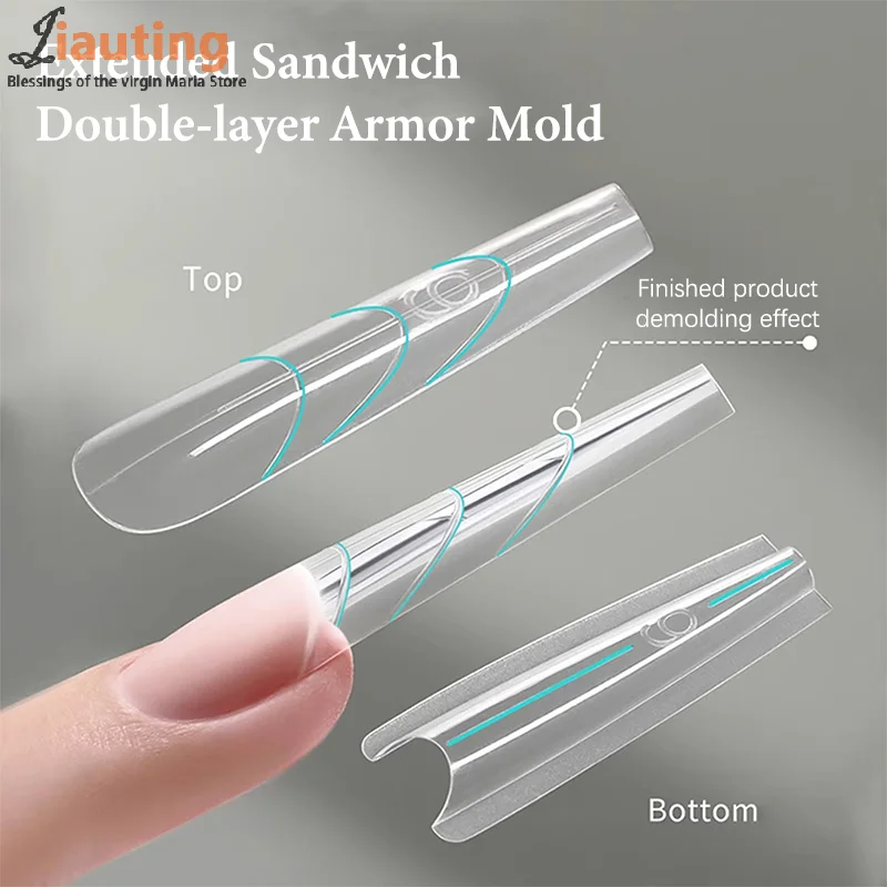 280 قطعة ساندويتش أشكال مزدوجة وصلات لإطالة الأظافر قالب علوي نعش اللوز أكريليك قوالب سفلية 14 أحجام أشكال أظافر #4