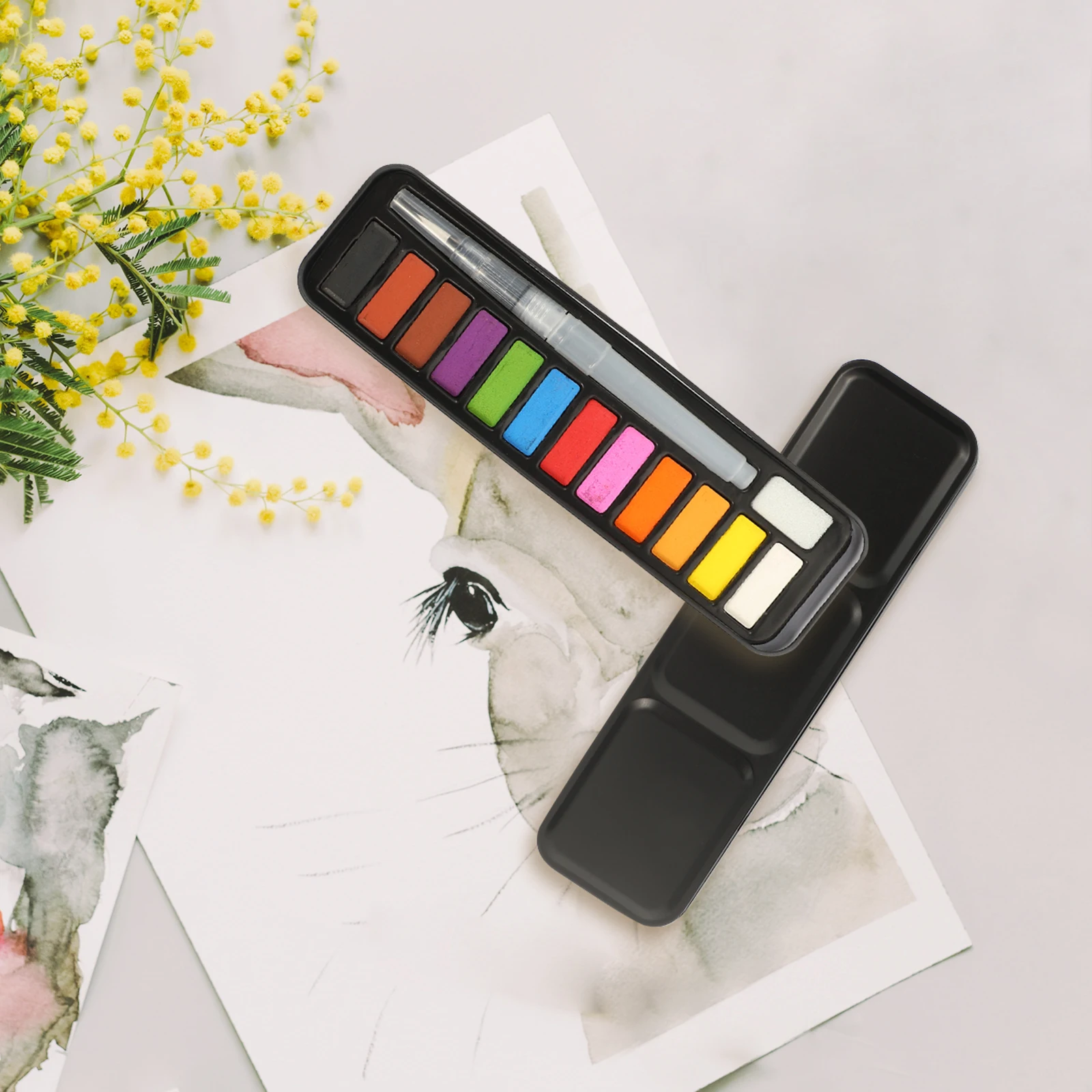 

Watercolor Paint Set 36 Colors Gouache Pigment DIY Painting Tools Supplies Kit Kids Travel Art Professional Beginner