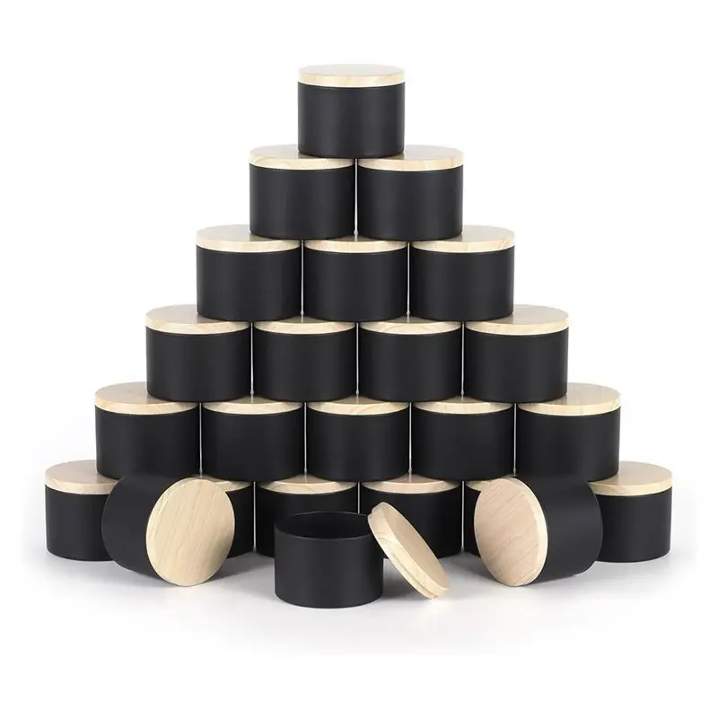 

【Ship Within 24 Pack 4 Oz Black Candle Tins With Lids, 4Oz Candle Jars For Making Candles Bulk Easy To Use