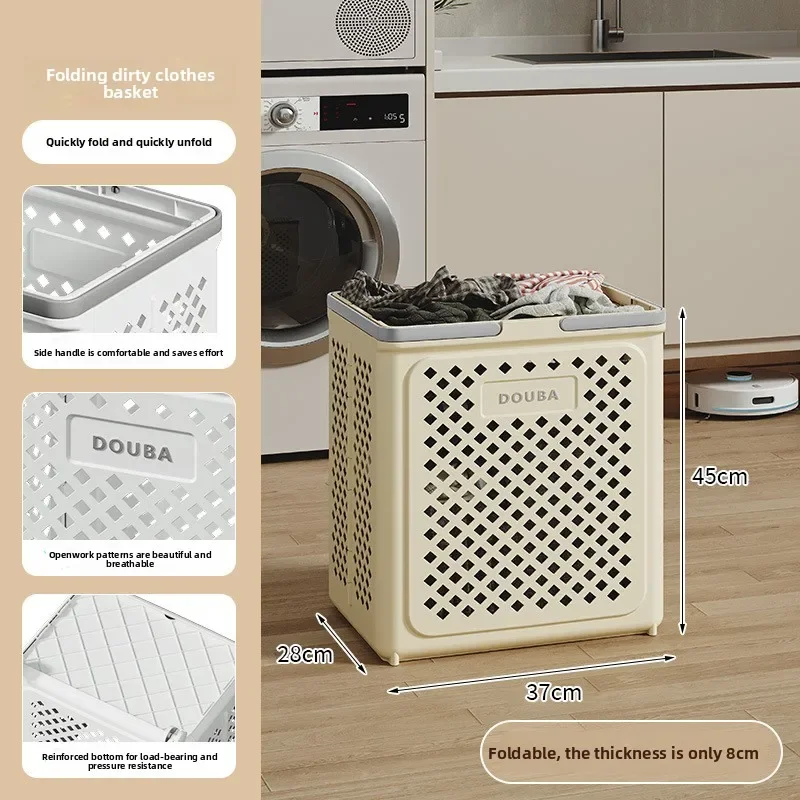 

Modern Toilet bathroom laundry basket folding dirty clothes storage basket with wheels removable laundry basket