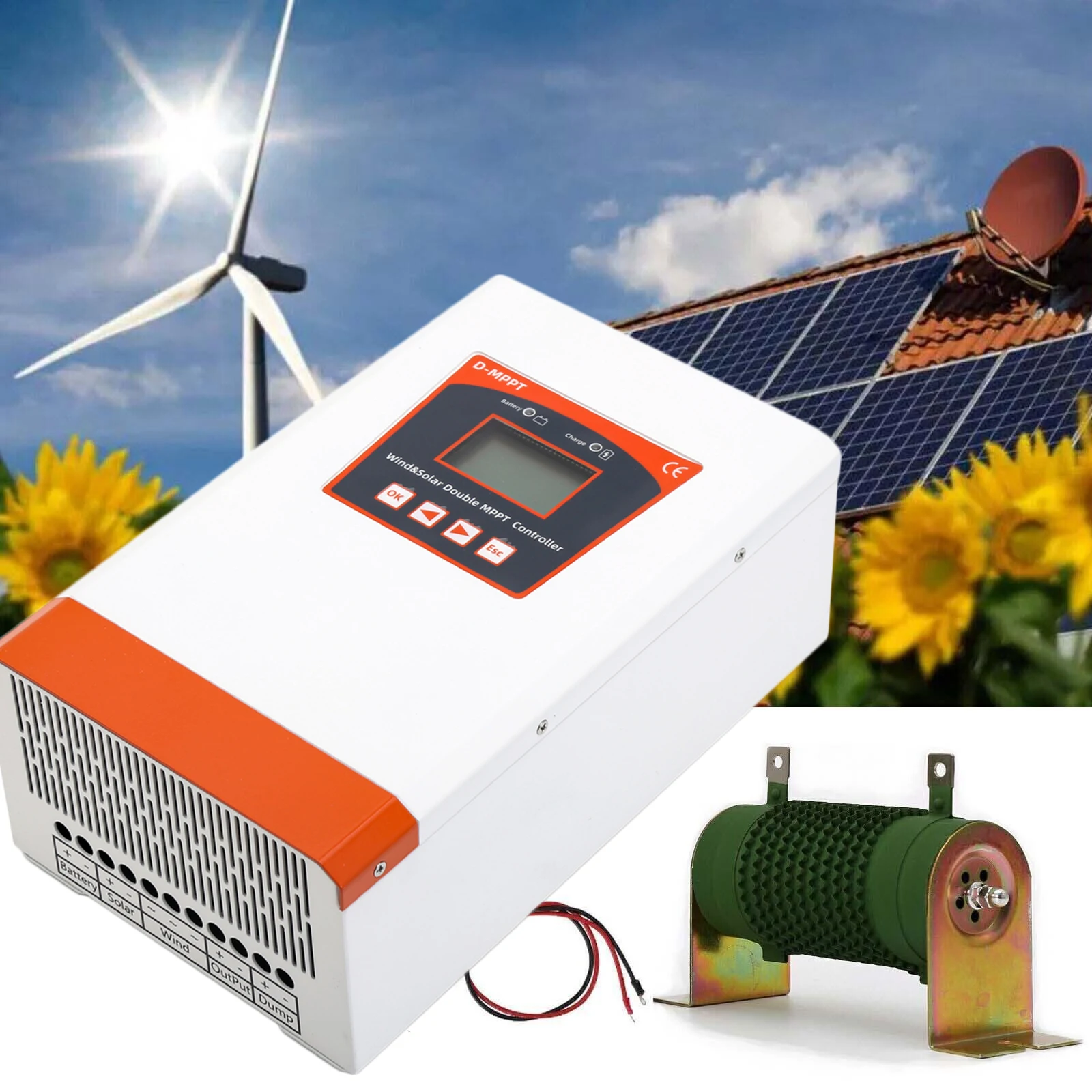 Smart MPPT Hybrid Controller For Solar Wind Generator 10KW 8KW 6KW 5000W 3000W 12V 24V 48V Windmill PV Regulator Battery Charger