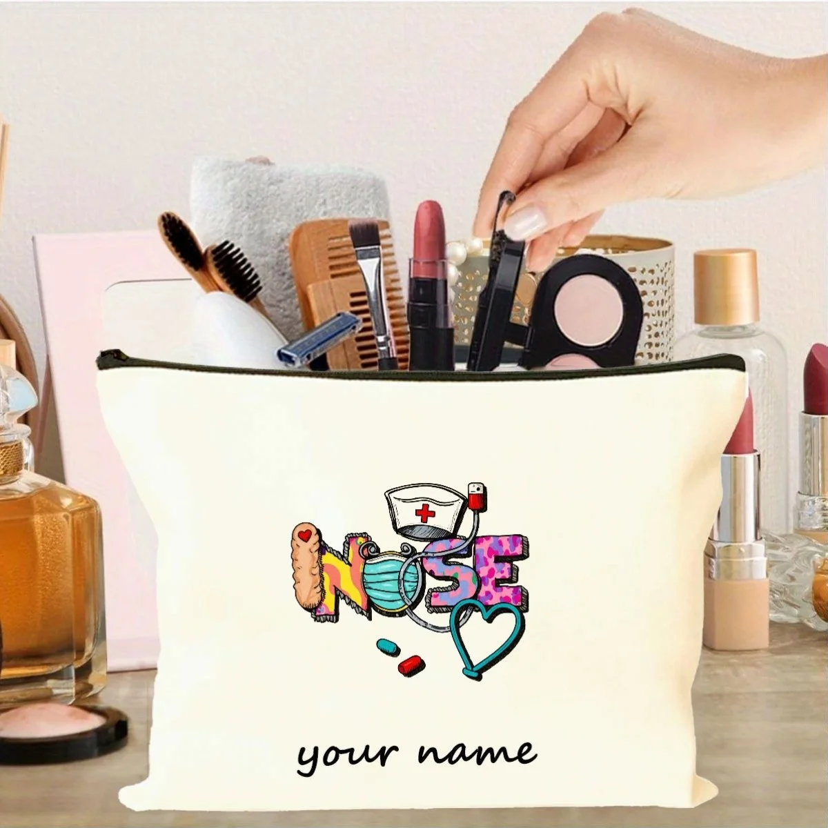 

Personalized Customization Storage Bag Custom Large Capacity Makeup Bag Portable Travel Toiletry Organizer Pouch Coin Purse